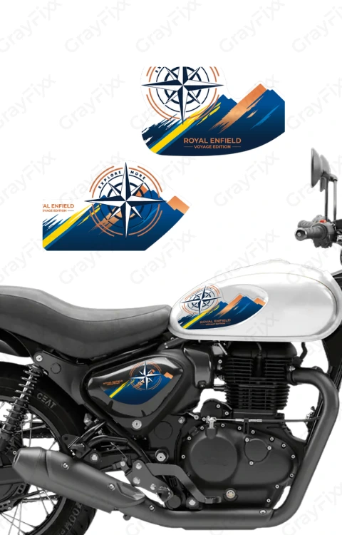 Voyage Edition Tank Sticker Compatible with Hunter 350 | Made in Premium Clear Vinyl with FPF (Fade Protection Film), Precut Sticker, Waterproof, Pack of 1